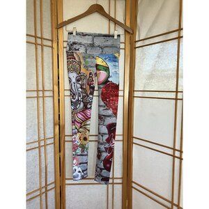 Noli Leggings Ganesh Elephant Print Yoga Red Gray Small, Yoga Fitness Athletic